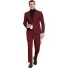 imageCOOFANDY Mens Suits 2 Piece Slim Fit Suit Set 2 Button Lightweight Casual Knit Blazer Suit Jacket PantsWine Red