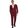 imageCOOFANDY Mens Suits 2 Piece Slim Fit Suit Set 2 Button Lightweight Casual Knit Blazer Suit Jacket PantsWine Red