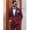imageCOOFANDY Mens Tuxedo Suit Set Slim Fit 2 Piece Dress Suit Shawl Lapel Tuxedo Jacket Pants for Wedding Dinner Prom PartyWine Red