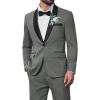 imageCOOFANDY Mens Tuxedo Suit Set Slim Fit 2 Piece Dress Suit Shawl Lapel Tuxedo Jacket Pants for Wedding Dinner Prom PartyDark Grey