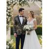 imageCOOFANDY Mens Floral Tuxedo Jacket Luxury Embroidered Wedding Blazer Dress Suit for Party DinnerBlack
