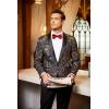 imageCOOFANDY Mens Floral Tuxedo Jacket Luxury Embroidered Wedding Blazer Dress Suit for Party DinnerBlack