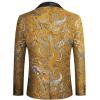 imageCOOFANDY Mens Floral Tuxedo Jacket Luxury Embroidered Wedding Blazer Dress Suit for Party DinnerGolden Yellow