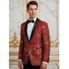 imageCOOFANDY Mens Floral Tuxedo Jacket Luxury Embroidered Wedding Blazer Dress Suit for Party DinnerRed