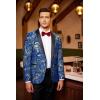 imageCOOFANDY Mens Floral Tuxedo Jacket Luxury Embroidered Wedding Blazer Dress Suit for Party DinnerRoyal Blue