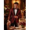imageCOOFANDY Mens Floral Tuxedo Jacket Luxury Embroidered Wedding Blazer Dress Suit for Party DinnerWine Red