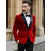 imageCOOFANDY Mens Tuxedo Jacket Slim Fit Velvet Blazer One Button Suit Jacket for Wedding Prom PartyRed