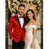imageCOOFANDY Mens Tuxedo Jacket Slim Fit Velvet Blazer One Button Suit Jacket for Wedding Prom PartyRed