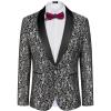 imageCOOFANDY Mens Floral Tuxedo Jacket Luxury Embroidered Wedding Blazer Dress Suit for Party DinnerGrey Black