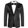 imageCOOFANDY Mens Tuxedo Jacket Slim Fit Velvet Blazer One Button Suit Jacket for Wedding Prom PartyBlack