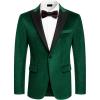 imageCOOFANDY Mens Tuxedo Jacket Slim Fit Velvet Blazer One Button Suit Jacket for Wedding Prom PartyGreen