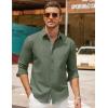 imageCOOFANDY Mens Casual Button Down Shirt Untucked Long Sleeve Stretch Denim Dress ShirtArmy Green