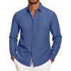 imageCOOFANDY Mens Casual Button Down Shirt Untucked Long Sleeve Stretch Denim Dress ShirtDenim Blue