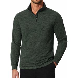 imageCOOFANDY Mens Quarter Zip Shirts Workout Fleece Lined Lightweight Long Sleeve Pullover SweatshirtsArmy Green