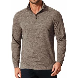 imageCOOFANDY Mens Quarter Zip Shirts Workout Fleece Lined Lightweight Long Sleeve Pullover SweatshirtsBrown