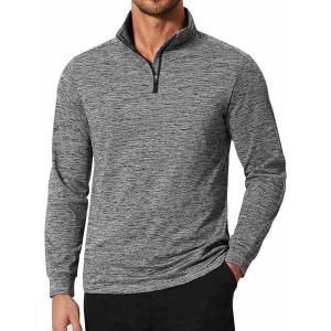 imageCOOFANDY Mens Quarter Zip Shirts Workout Fleece Lined Lightweight Long Sleeve Pullover SweatshirtsDark Grey