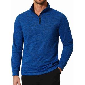 imageCOOFANDY Mens Quarter Zip Shirts Workout Fleece Lined Lightweight Long Sleeve Pullover SweatshirtsSky Blue