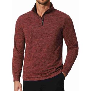 imageCOOFANDY Mens Quarter Zip Shirts Workout Fleece Lined Lightweight Long Sleeve Pullover SweatshirtsWine Red