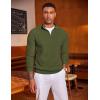 imageCOOFANDY Mens Quarter Zip Sweater Slim Fit Lightweight Mock Neck Pullover Knit Texture Polo SweatersArmy Green
