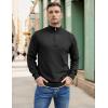 imageCOOFANDY Mens Quarter Zip Up Pullover Slim Fit Lightweight Mock Neck Long Sleeve SweatersBlack