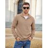 imageCOOFANDY Mens Quarter Zip Up Pullover Slim Fit Lightweight Mock Neck Long Sleeve SweatersClassic Khaki
