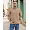 imageCOOFANDY Mens Quarter Zip Up Pullover Slim Fit Lightweight Mock Neck Long Sleeve SweatersClassic Khaki
