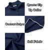 imageCOOFANDY Mens Quarter Zip Up Pullover Slim Fit Lightweight Mock Neck Long Sleeve SweatersNavy Blue