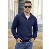 imageCOOFANDY Mens Quarter Zip Up Pullover Slim Fit Lightweight Mock Neck Long Sleeve SweatersNavy Blue