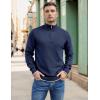 imageCOOFANDY Mens Quarter Zip Up Pullover Slim Fit Lightweight Mock Neck Long Sleeve SweatersNavy Blue