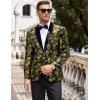 imageCOOFANDY Mens Velvet Tuxedo Floral Blazer Jacket One Button Shawl Lapel Suit Jacket for Dinner Prom Party WeddingGolden