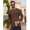 imageCOOFANDY Mens Waffle Henley Shirts Long Sleeve Casual TShirt Basic Lightweight Pullover TeesBrown