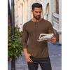 imageCOOFANDY Mens Waffle Henley Shirts Long Sleeve Casual TShirt Basic Lightweight Pullover TeesBrown