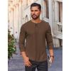 imageCOOFANDY Mens Waffle Henley Shirts Long Sleeve Casual TShirt Basic Lightweight Pullover TeesBrown