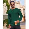 imageCOOFANDY Mens Waffle Henley Shirts Long Sleeve Casual TShirt Basic Lightweight Pullover TeesGreen