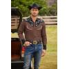 imageCOOFANDY Mens Western Cowboy Shirt Embroidered Button Down Long Sleeve ShirtsCotton  Brownblack