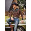 imageCOOFANDY Mens Western Cowboy Shirt Embroidered Button Down Long Sleeve ShirtsCotton  Brownblack