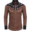 imageCOOFANDY Mens Western Cowboy Shirt Embroidered Button Down Long Sleeve ShirtsCotton  Brownblack