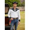 imageCOOFANDY Mens Western Cowboy Shirt Embroidered Button Down Long Sleeve ShirtsCotton Whiteblack