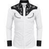 imageCOOFANDY Mens Western Cowboy Shirt Embroidered Button Down Long Sleeve ShirtsCotton Whiteblack