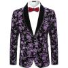 imageCOOFANDY Mens Velvet Tuxedo Floral Blazer Jacket One Button Shawl Lapel Suit Jacket for Dinner Prom Party WeddingPurple