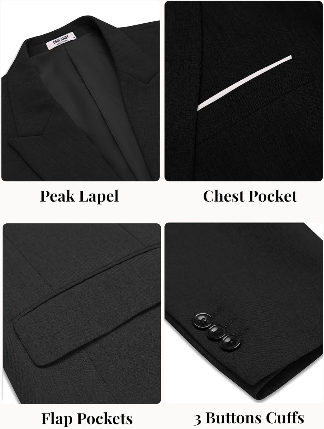imageCOOFANDY Mens Blazer Casual Two Buttons Sport Coat Slim Fit Lightweight Suit JacketsBlack