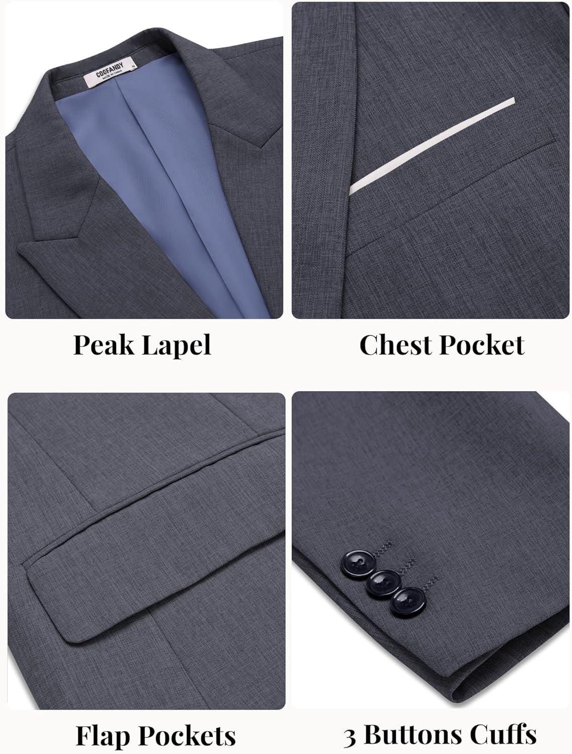 imageCOOFANDY Mens Blazer Casual Two Buttons Sport Coat Slim Fit Lightweight Suit JacketsBlue Purple