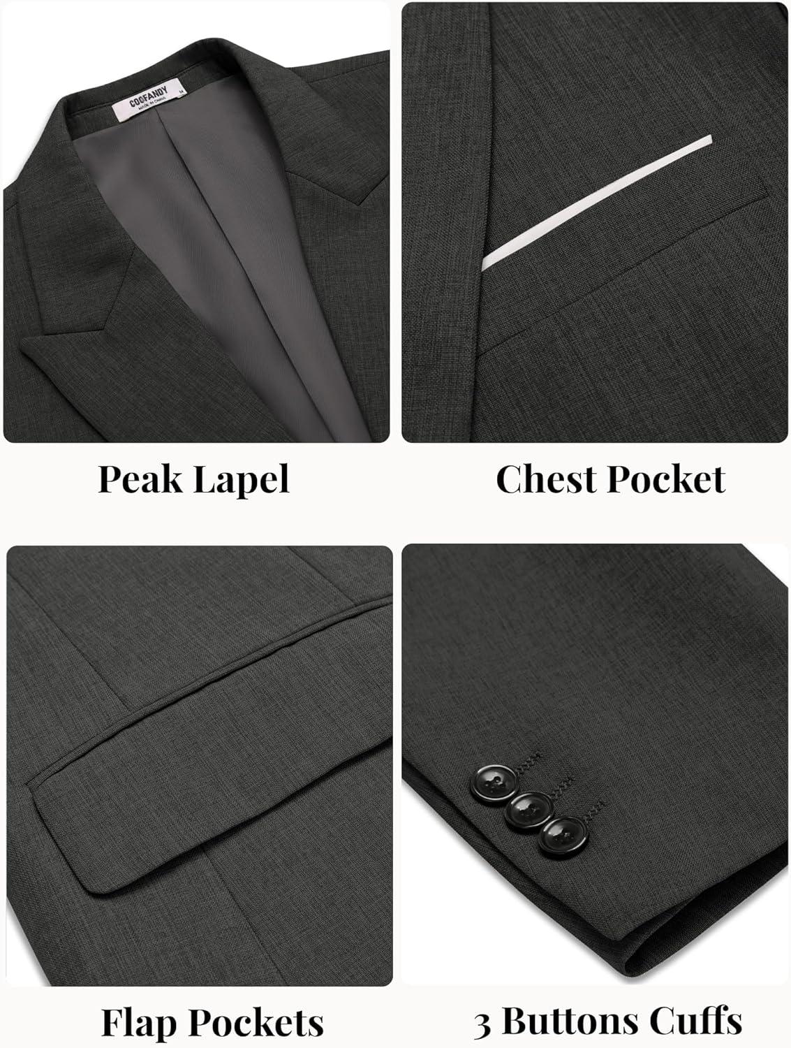 imageCOOFANDY Mens Blazer Casual Two Buttons Sport Coat Slim Fit Lightweight Suit JacketsDark Grey
