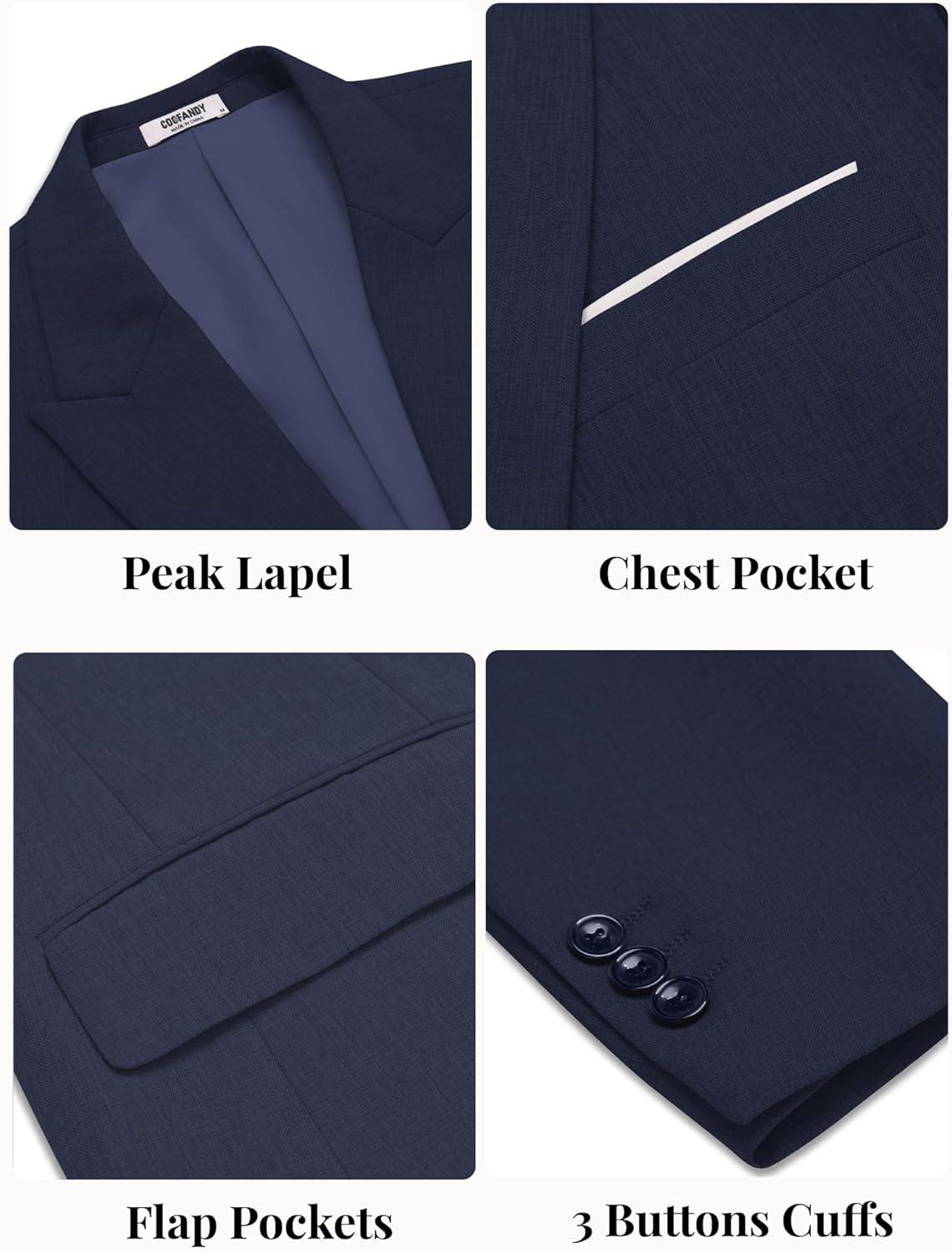 imageCOOFANDY Mens Blazer Casual Two Buttons Sport Coat Slim Fit Lightweight Suit JacketsNavy Blue