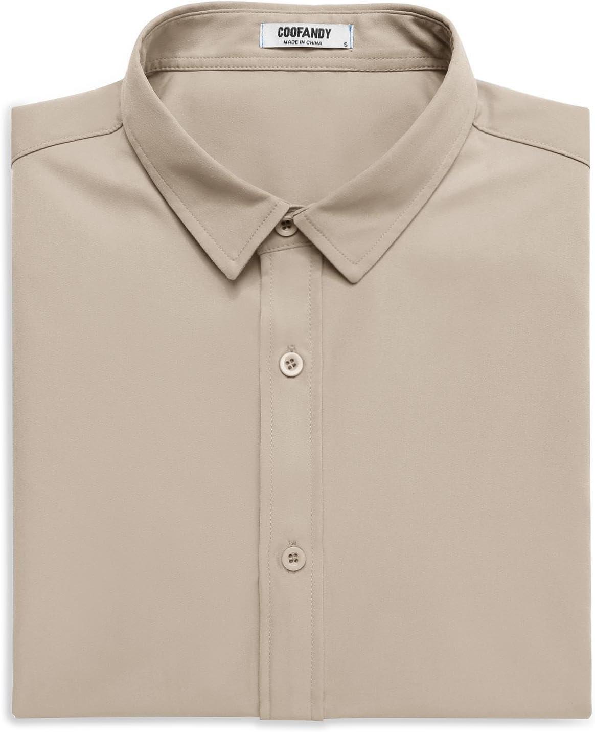 imageCOOFANDY Mens Button Down Shirt Short Sleeve Casual Shirt for Men Summer Business Casual Dress ShirtBeige