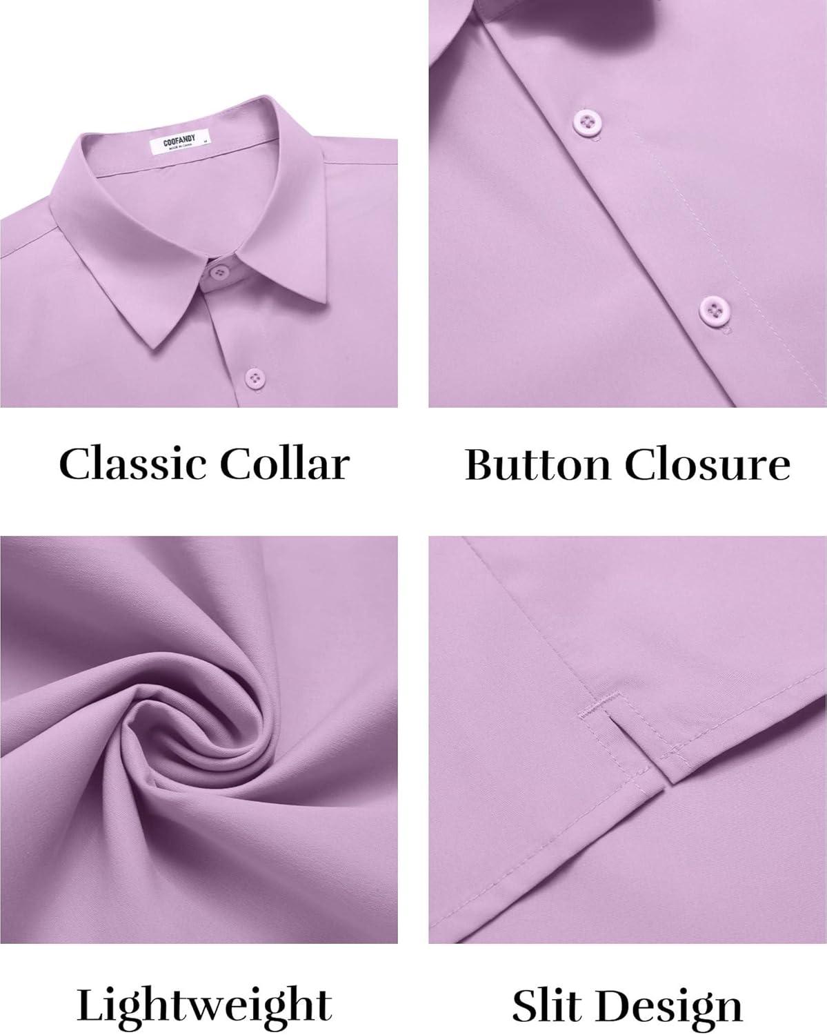 imageCOOFANDY Mens Button Down Shirts Short Sleeve Casual Shirt Summer Untucked Dress ShirtsLavender