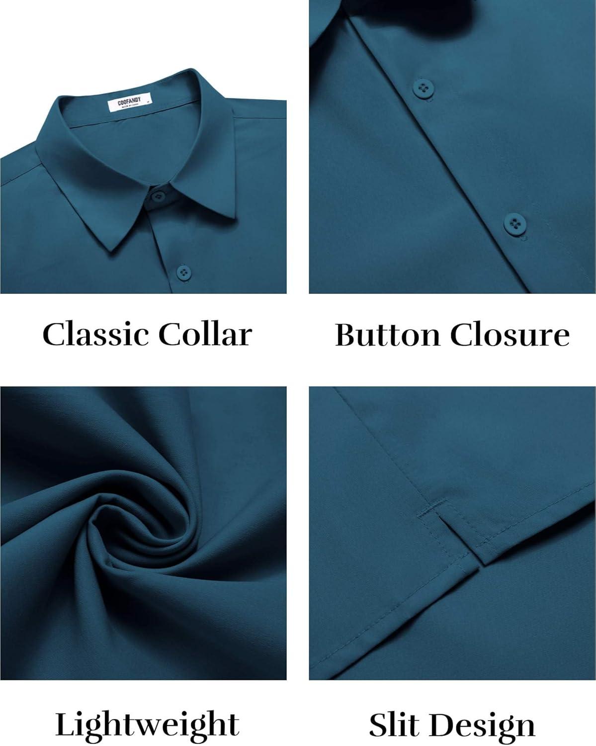 imageCOOFANDY Mens Button Down Shirts Short Sleeve Casual Shirt Summer Untucked Dress ShirtsMidnight Blue
