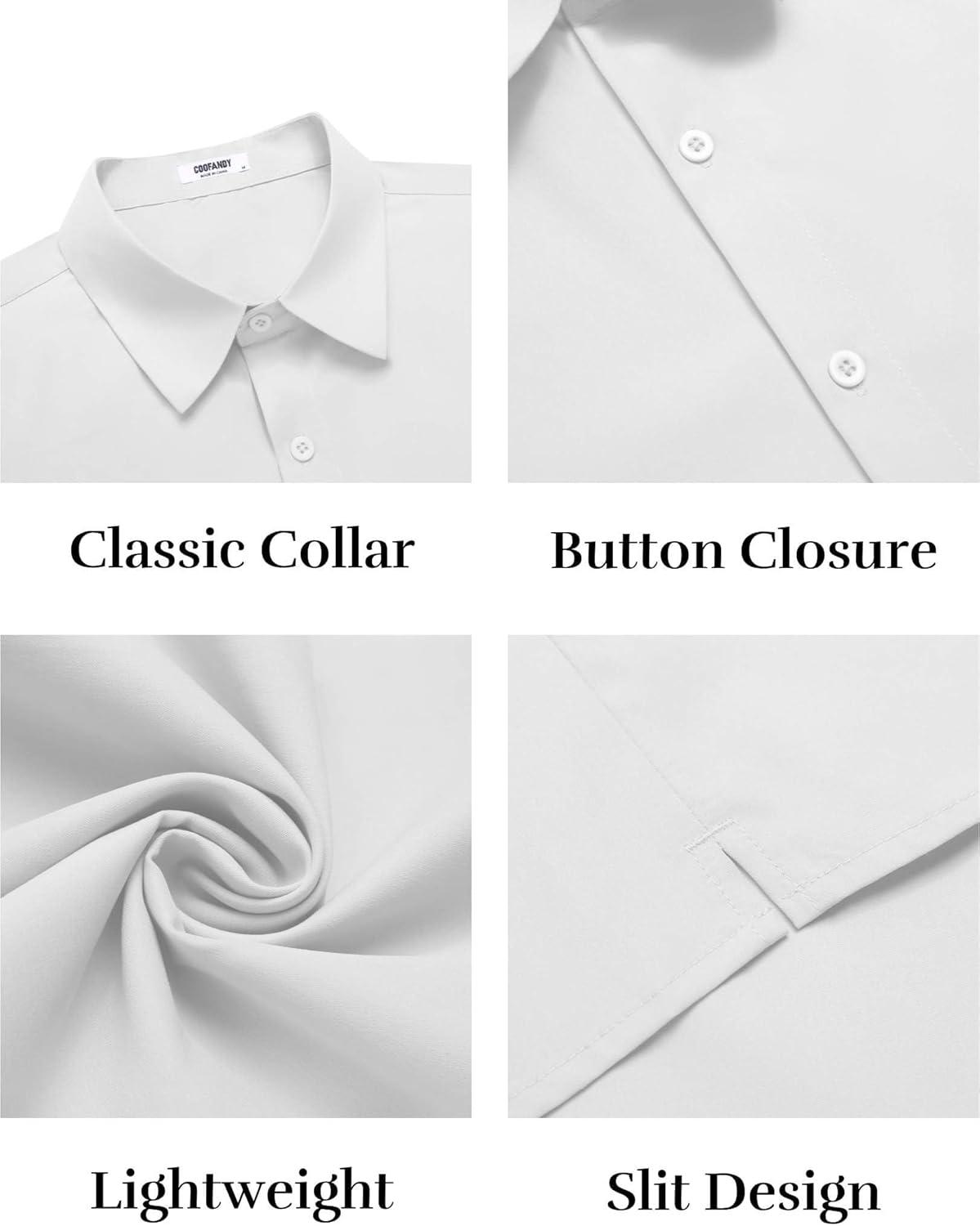 imageCOOFANDY Mens Button Down Shirts Short Sleeve Casual Shirt Summer Untucked Dress ShirtsWhite