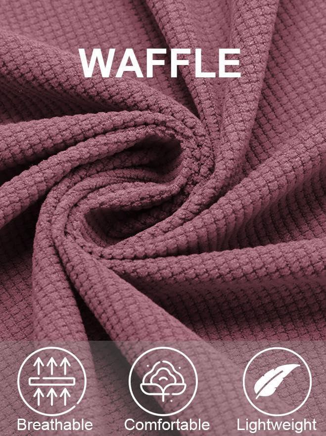 imageCOOFANDY Mens Button Down Waffle Shirt Jacket Casual Long Sleeve Shacket Lightweight Overshirts with Flap PocketsGray Purple