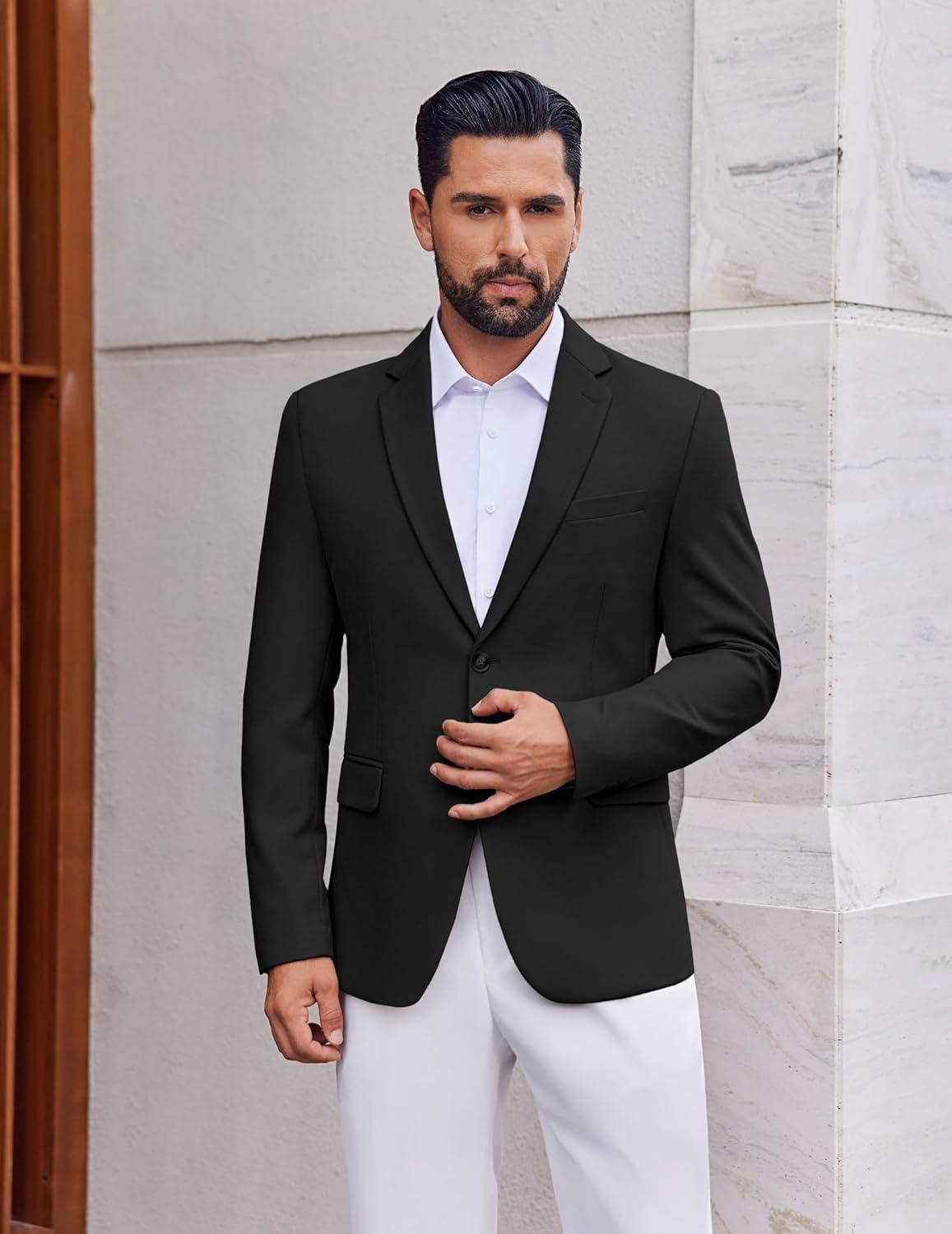 imageCOOFANDY Mens Casual Blazer Slim Fit Two Button Lightweight Sport Coats Business Suit JacketBlack